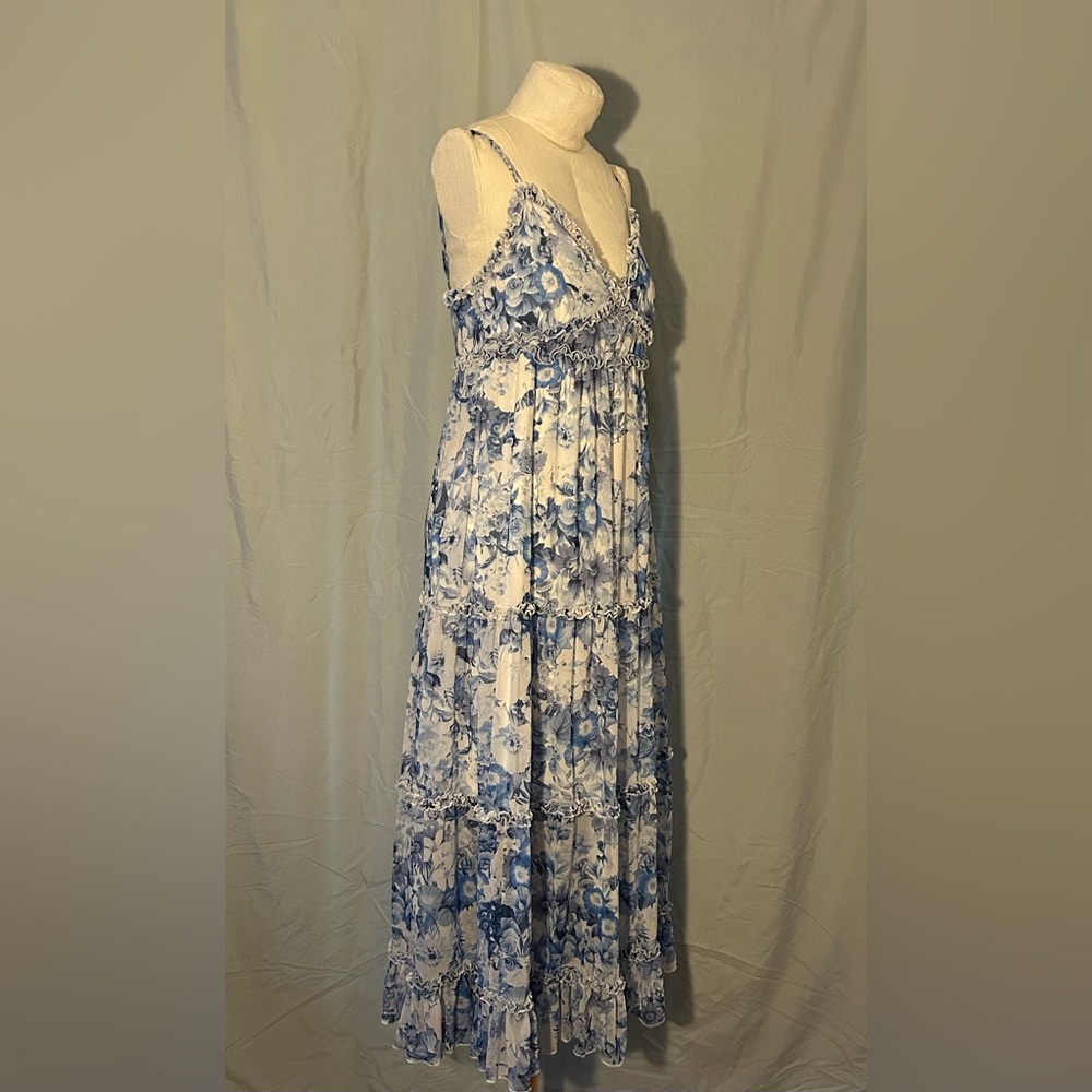 Chelsea28 Tiered Blue Floral Maxi Dress